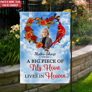 A Big Piece Of My Heart Lives In Heaven - Personalized Garden Flag, Remembrance Gift