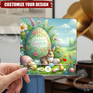 Happy Easter Bunnies Personalized Music Fridge Magnet