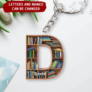 Personalized Gifts For Book Lover Keychain Alphabet Bookshelf