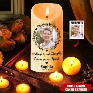 Always Loved, Never Forgotten, Forever Missed - Personalized Photo LED Candle