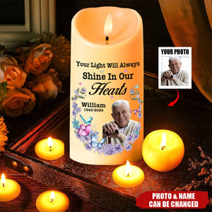 Your Light Will Always Shine In My Heart - Personalized Photo LED Candle