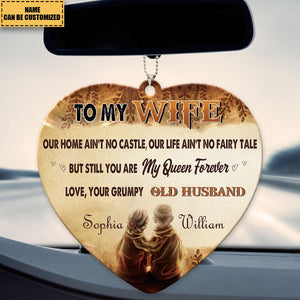 To My Wife, You Are My Queen Forever - Couple Personalized Heart Acrylic Ornament