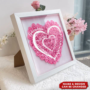 Grandma Hearts Mommy Hearts - Personalized Flower Shadow Box