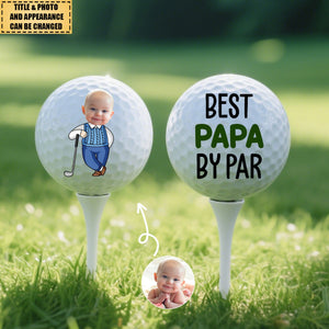 Custom Photo Best Daddy By Par Cartoon Kid - Personalized Golf Ball