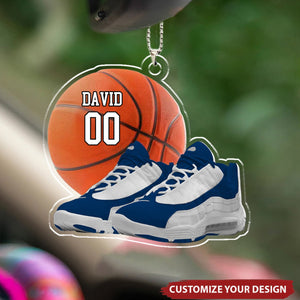 Personalized Basketball Shoes And Ball Car Ornament - Gift For Basketball Players