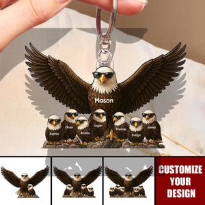 Eagle Dad Granddad - Personalized Acrylic Keychain, Father's Day Gift For Dad, Grandpa