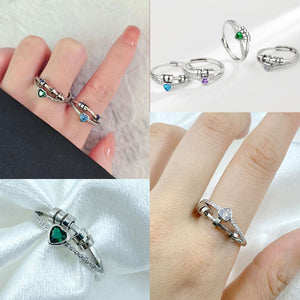 Heart Birthstone Anti Stress Fidget Spinner Rotatable Ball Beads Personalized Ring