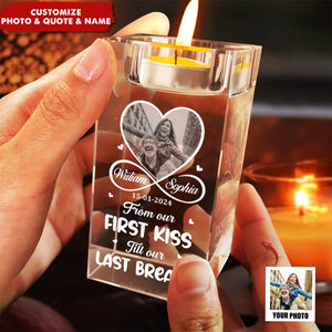 Custom Photo I Met You I Liked You I Love You - Personalized Crystal Candle Holder