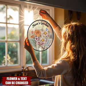 Personalized Grandma Garden Family Birth Flowers Glass Suncatcher