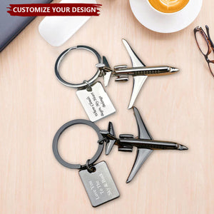 Engraved Twin-Engine Aircraft - Personalized Airplane Keychain, Gift for Pilot, Flight Attendant