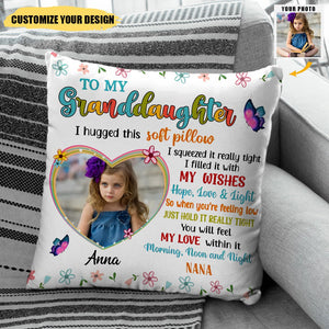 To My Daughter Granddaughter Photo Pillow Personalized, Christmas Gifts For Granddaughter, Hug This Soft Pillow Granddaughter Gifts From Grandma Mom