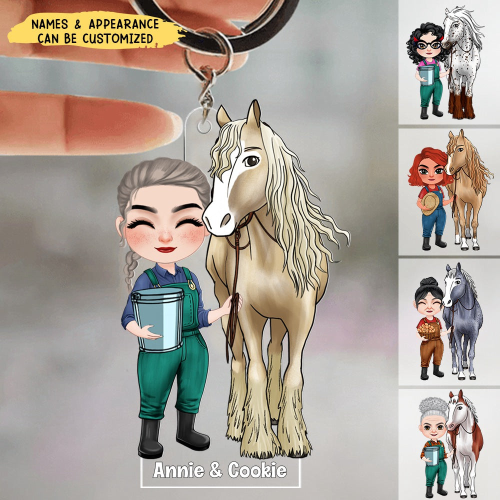 A Girl With Her Lovely Horse Personalized Acrylic Keychain