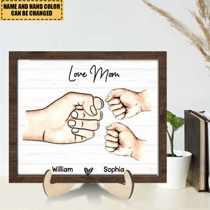 Mother Or Daddy & Kids, Together We're A Team - Personalized 2 Layers Wooden Plaque - Father's Day Gift, Mother's Day