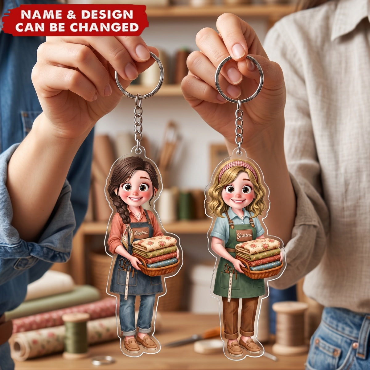 Sewing Is My Happy Place - Personalized Acrylic Keychain
