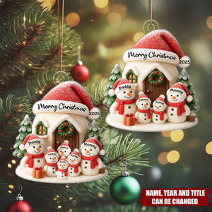 Snowman Family - Personalized Christmas Acrylic Ornament