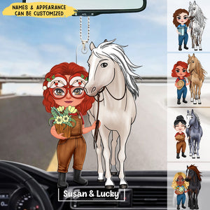 A Girl With Her Lovely Horse Personalized Acrylic Ornament