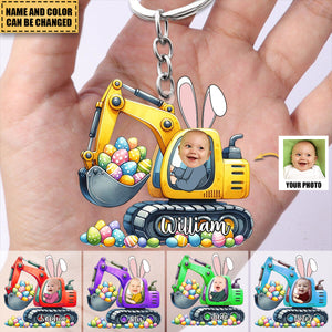 Personalized Rabbit Excavator Kids Keychain For Easter Day