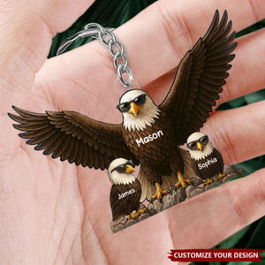 Eagle Dad Granddad - Personalized Acrylic Keychain, Father's Day Gift For Dad, Grandpa