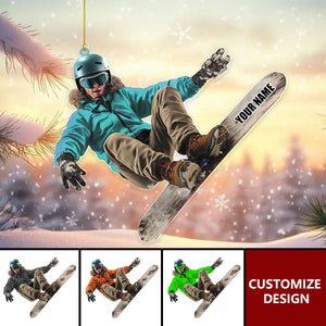 Personalized Skiing Acrylic Ornament, Snowboard Ornaments, Skier Gift for Xmas 2024
