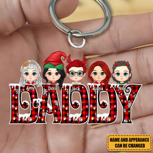 Cute Christmas Kids Custom Family Members Nickname Personalized Acrylic Keychain