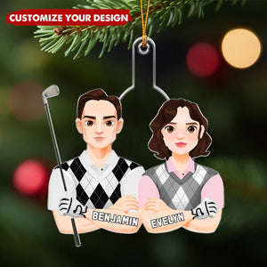 Golf Couple - Personalized Acrylic Christmas Ornament