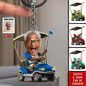 Personalized Golfer Face Photo Acrylic Keychain - Gift For Golf Lover