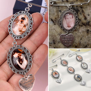 Custom Photo Bouquet Memory Charm Wedding Personalized Lapel Pin, Remembrance Gift
