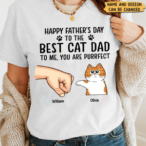 Happy Father's Day To The Best Cat Dad Fist Bump Funny Cute Cats - Personalized T-Shirt