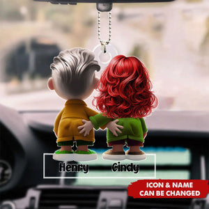 Funny Couple Personalized Acrylic Car Ornament - Valentine's Day Gifts For Husband, Wife
