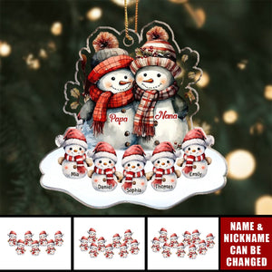 Snowman Grandpa Grandma With Little Snowman Kids Personalized Ornament