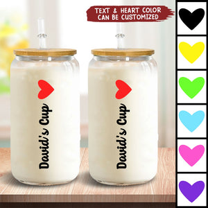 Name Glass Can - Personalized Clear Glass Cup For Him Her