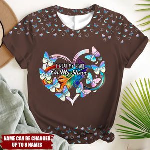 Personalized Gifts For Grandma Mom 3D T-Shirt Butterfly Kids Heart