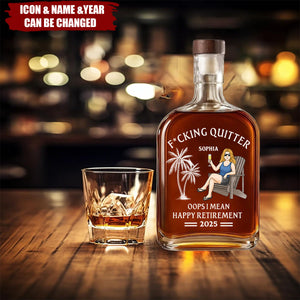 Officially Done - Coworker Personalized Whiskey Bottle - Appreciation, Retirement Gift