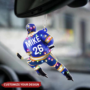 Ice Hockey Player, Personalized Acrylic Car Ornament, Gift for Hockey Players