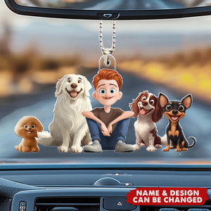 A Man & His Dogs - Personalized Car Ornament - Gifts For Dog Lovers