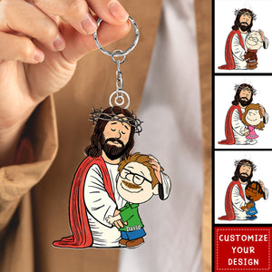 Jesus Love Personalized Acrylic Keychain, Gifts For Christians