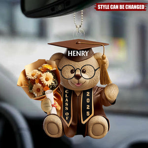 Graduation Bear - Personalized Acrylic Car Hanger Ornament