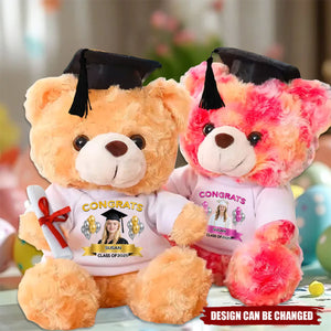 Custom Photo Congrats, Family Personalized Custom Graduation Teddy Bear Plush - Graduation Gift For Brothers, Sisters