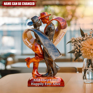 And They Lived Happily Ever After - Personalized Cowgirl Acrylic Plaque