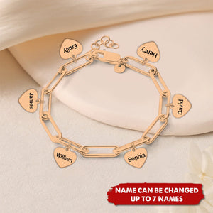 Personalized Chain Link Heart Bracelet with Custom Name Charms