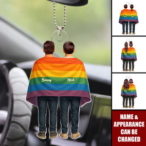 Pride Month LGBT Couple Love Wins Personalized Acrylic Car Ornament