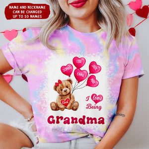 I Love Being Grandma Bear With Balloon Kids Personalized 3D T-Shirt