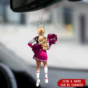 Personalized Cheerleading Pompom Girl Christmas Shaped Car Ornament