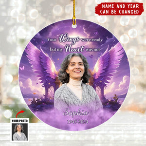 Purple Sky Your Wings Were Ready Memorial Photo Inserted Personalized Acrylic Ornament
