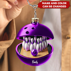 Bowling Lover Personalized Name Multicolor Shaped Acrylic Keychain