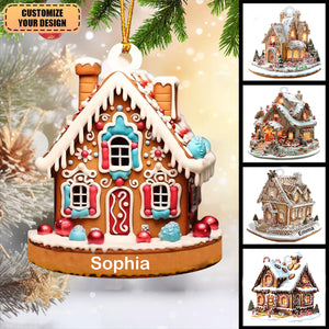 Personalized Gingerbread House Christmas Tree Ornament