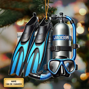 Custom Name Ornament Scuba Diving Equipment, Home Decor Gift For Diver Lovers