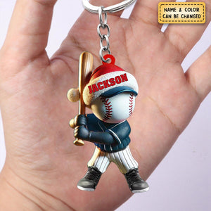 Personalized Christmas Baseball Shaped Keychain