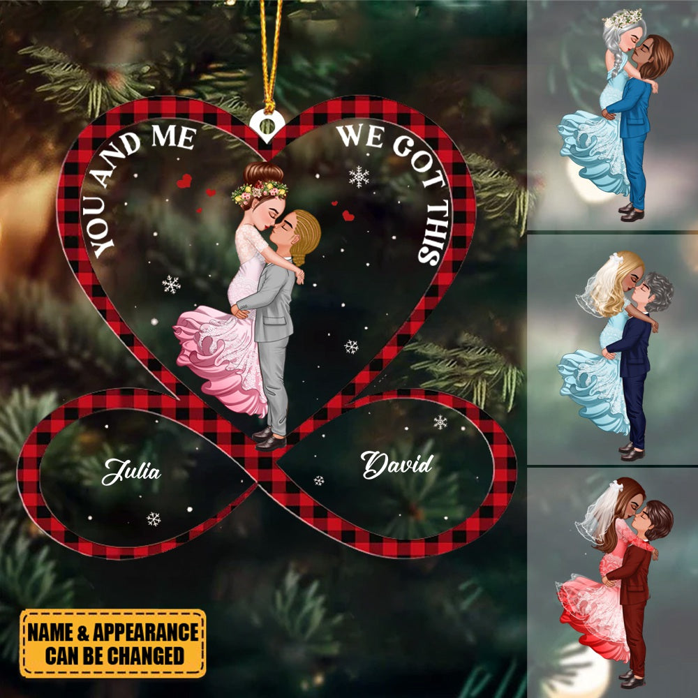 Infinity Heart Sweatest Couple Hugging Kissing Personalized Ornament
