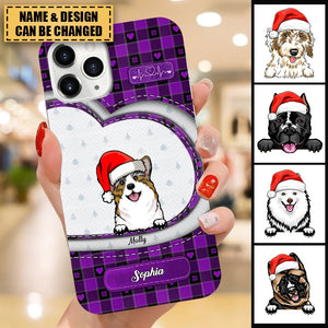 Christmas Plaid Pattern Personalized Dog Phonecase